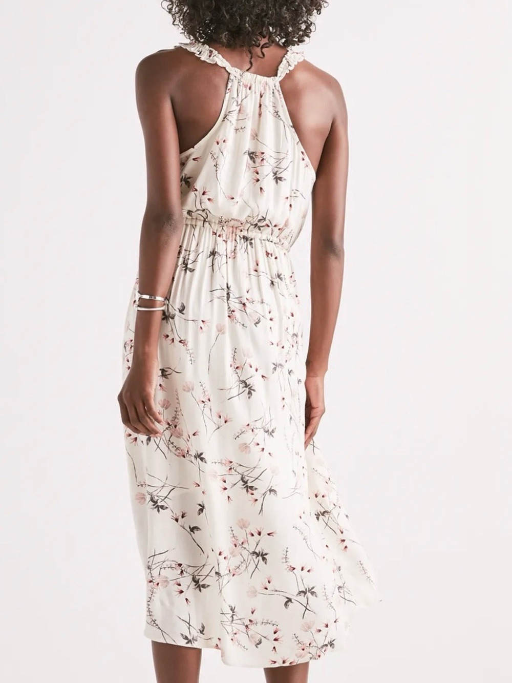 Lucky Brand Cream Floral Wrap Midi Dress with Pink Accents - Picture 2 of 13